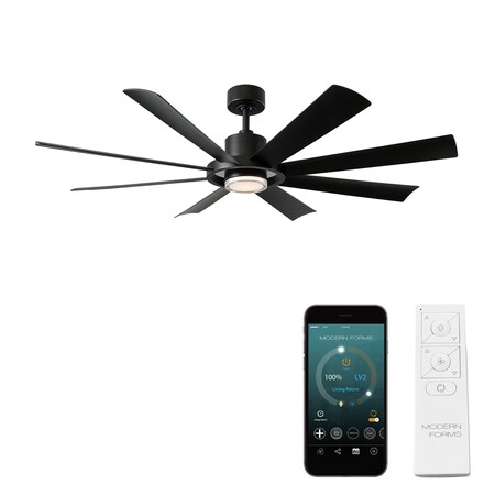 Modern Forms Fans Aura Indoor or Outdoor Smart Ceiling Fan 2700-3000-4000-5000K LED in Matte Black FR-W2303-60L-MB